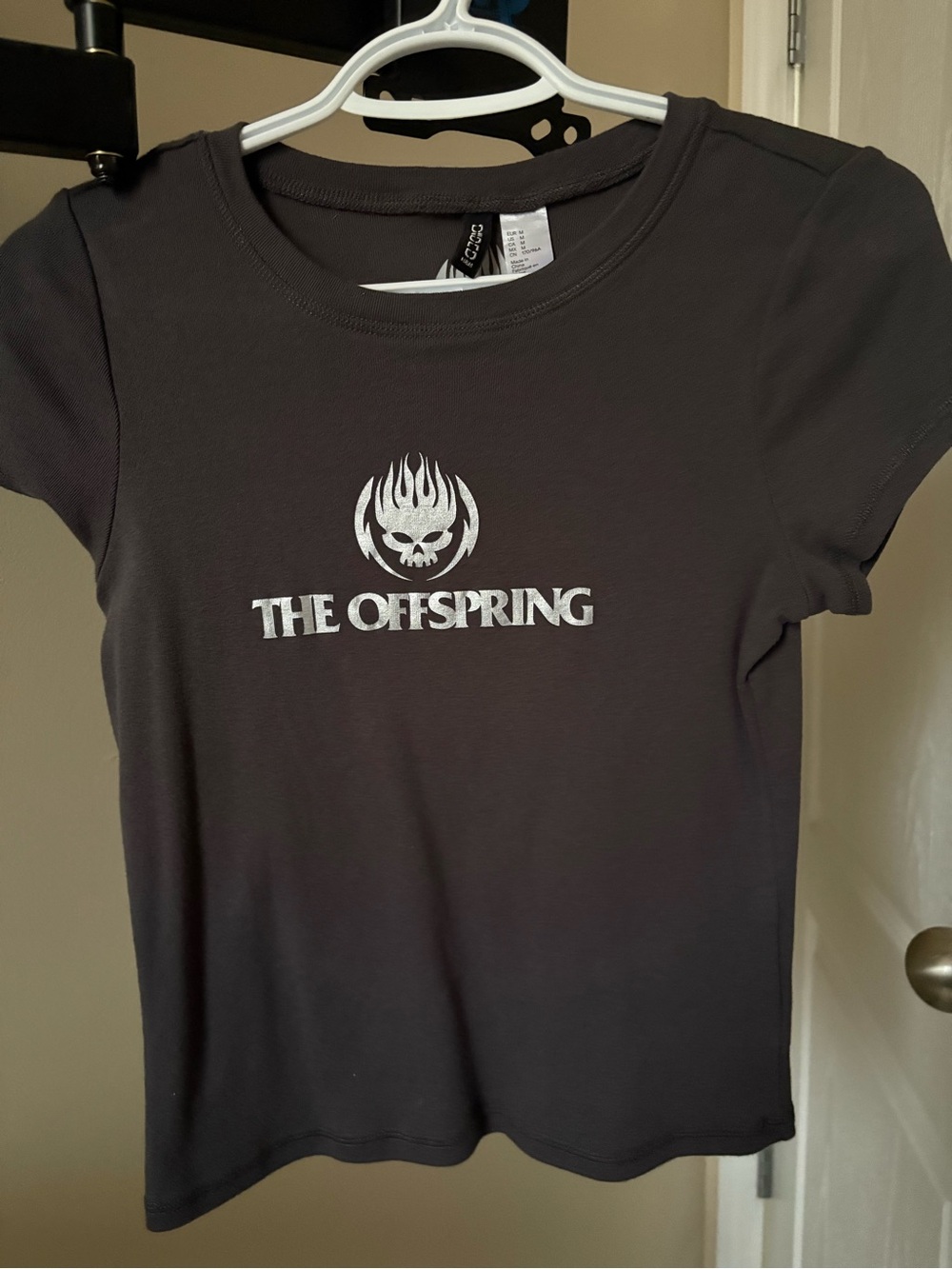 Offspring Black Tee with White Logo Flame Skull